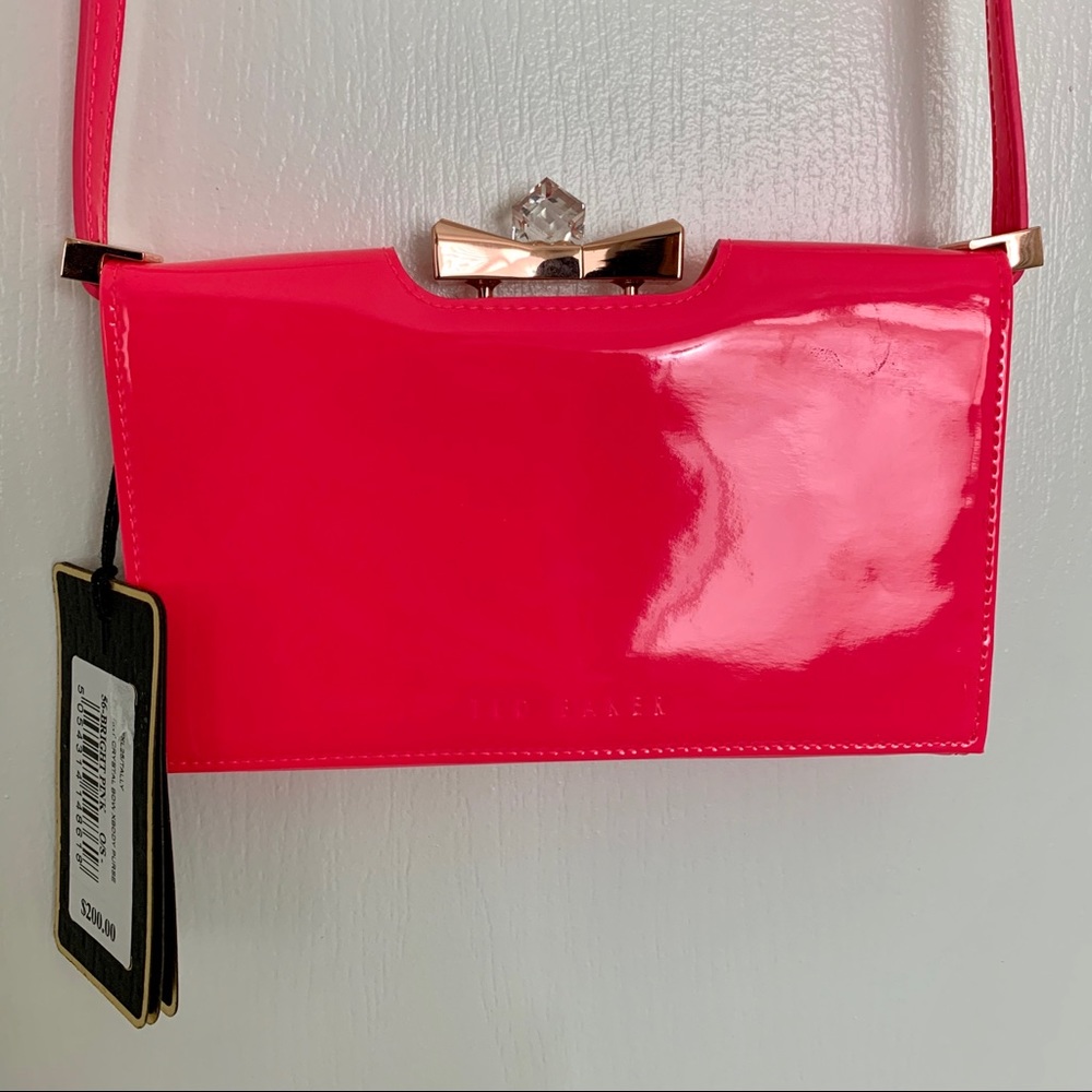 Ted Baker Patent Crystal Neon Pink Crossbody